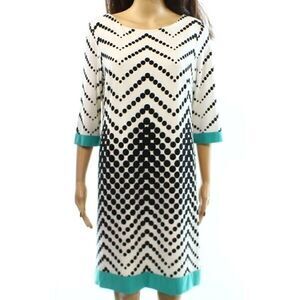 Studio One white dot sheath dress size medium